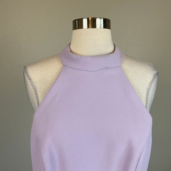 Backless High-Low Sheath Cocktail Dress Size 10 Purple Ruffled Halter by AQUA - Picture 7 of 14